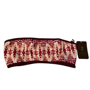 Mia Marcelle burgundy Printed Bandeau Bikini Top sz XS